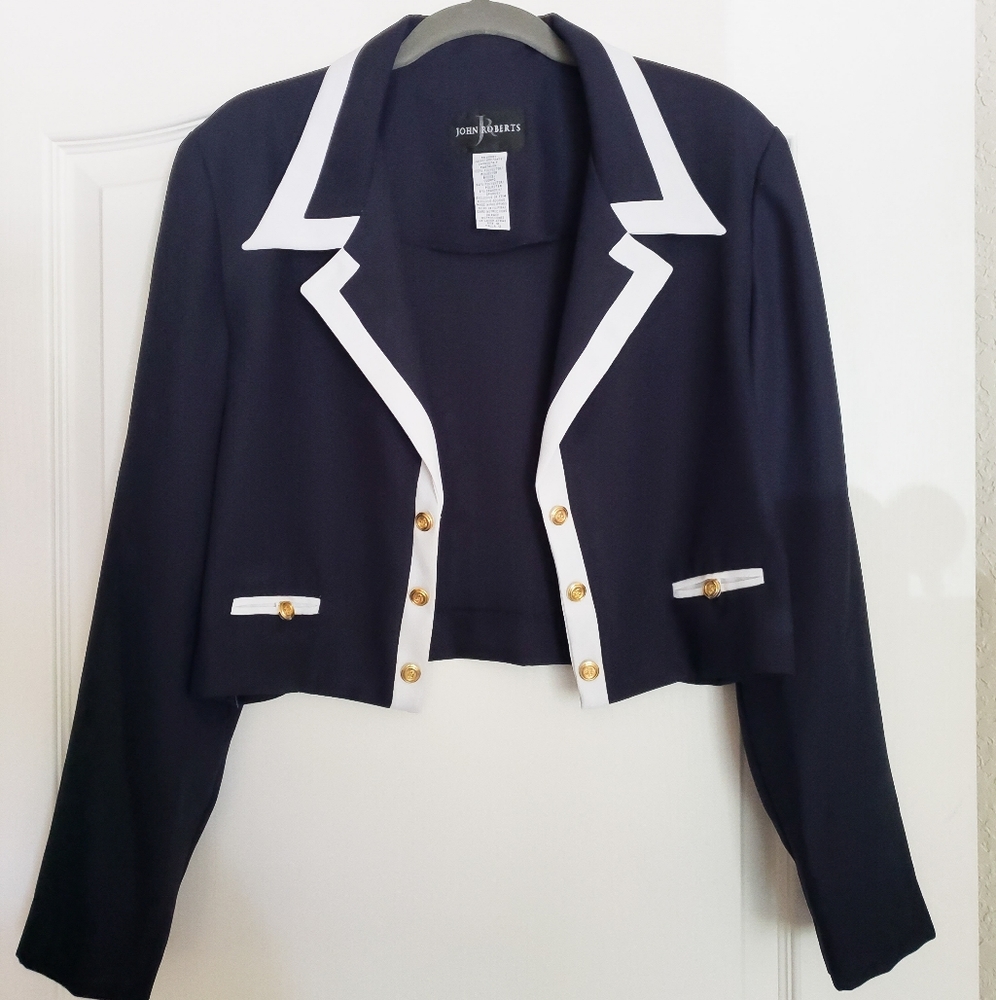 Navy Cropped John Roberts Blazer